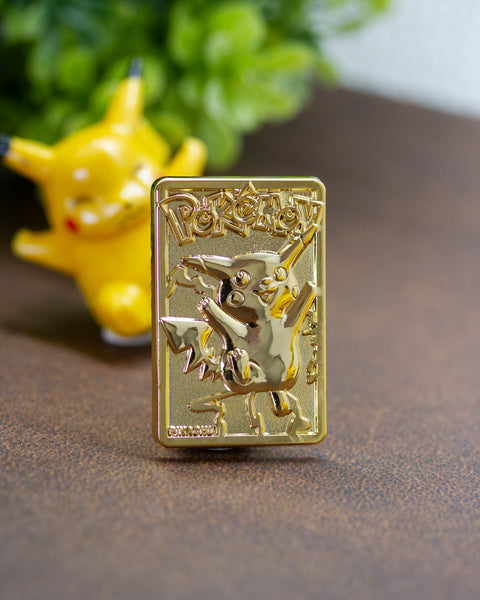 Gold Plated Pikachu Card Pin